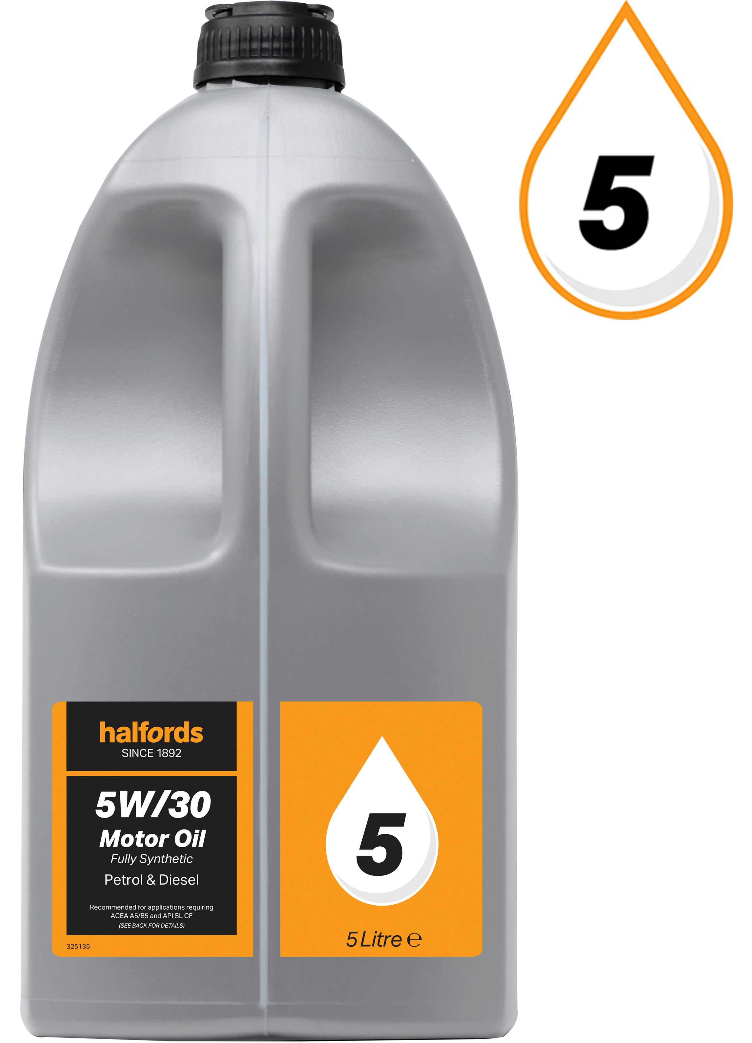 Halfords 5W30 Fully Synthetic Oil 5 - 5 Litres