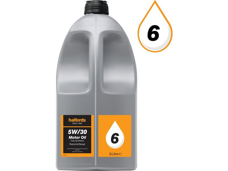 Halfords 5W30 Fully Synthetic Oil 6 - 5 Litres