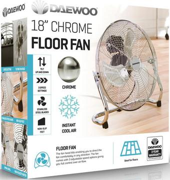 DAEWOO 18" CHROME FLOOR FAN
