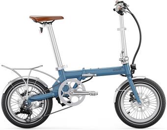 Refurbished Grade A - Eovolt Morning Origins Vintage Electric Folding Bike - Satin Blue - 16" Wheel