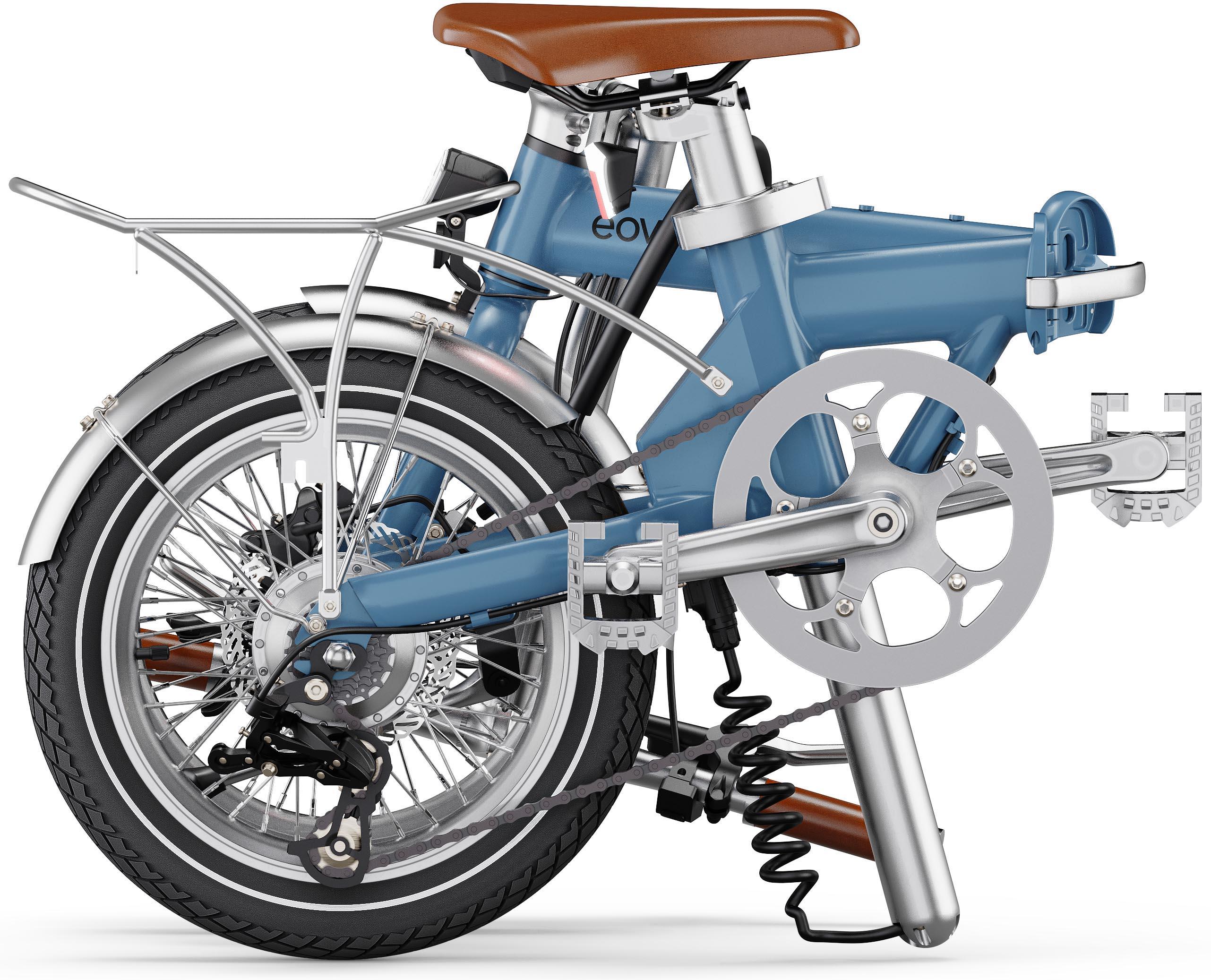 Refurbished Grade A - Eovolt Morning Origins Vintage Electric Folding Bike - Satin Blue - 16" Wheel