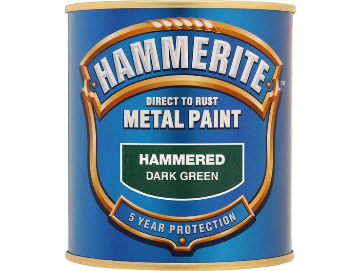Hammerite Direct to Rust Metal Paint Hammered Dark Green 750ml