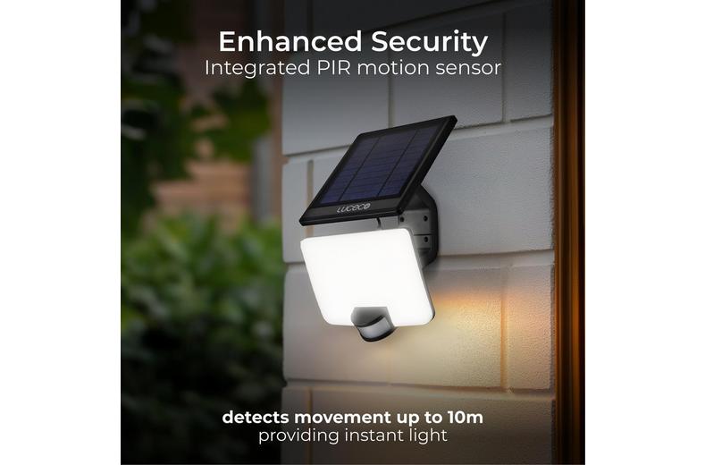 Luceco LED Solar Floodlight & PIR, 800lm Luceco LED Solar Floodlight & PIR, 800lm