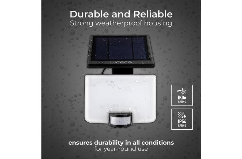 Luceco LED Solar Floodlight & PIR, 800lm Luceco LED Solar Floodlight & PIR, 800lm