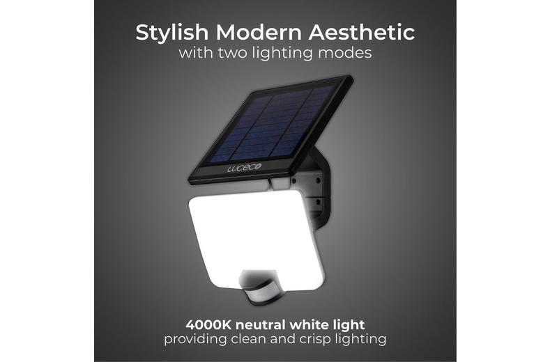 Luceco LED Solar Floodlight & PIR, 800lm Luceco LED Solar Floodlight & PIR, 800lm