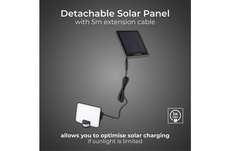 Luceco LED Solar Floodlight & PIR, 800lm Luceco LED Solar Floodlight & PIR, 800lm