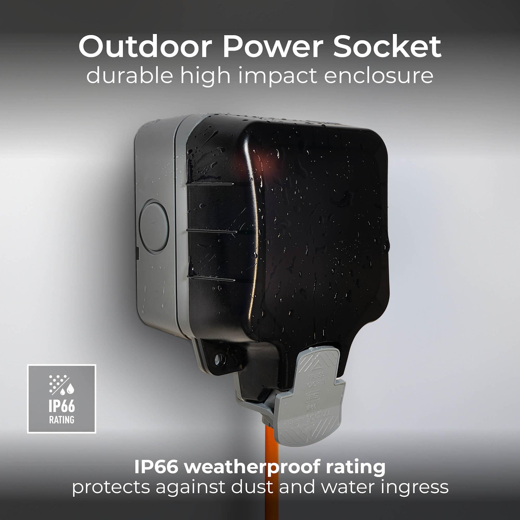 BG Weatherproof 1 Gang Socket IP66 for Mode 2 Charging - 3 Pin