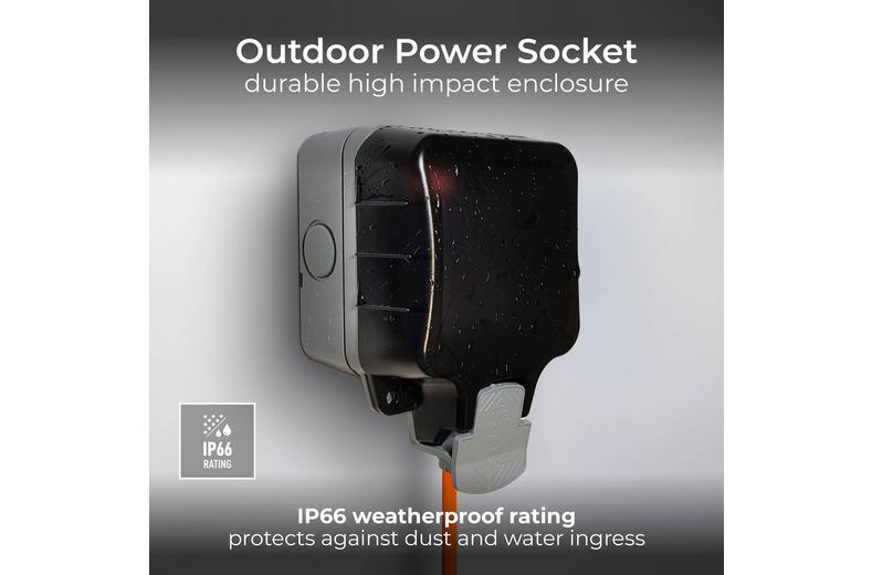 BG Weatherproof 1 Gang Socket IP66 for Mode 2 Charging - 3 Pin BG Weatherproof 1 Gang Socket IP66 for Mode 2 Charging - 3 Pin