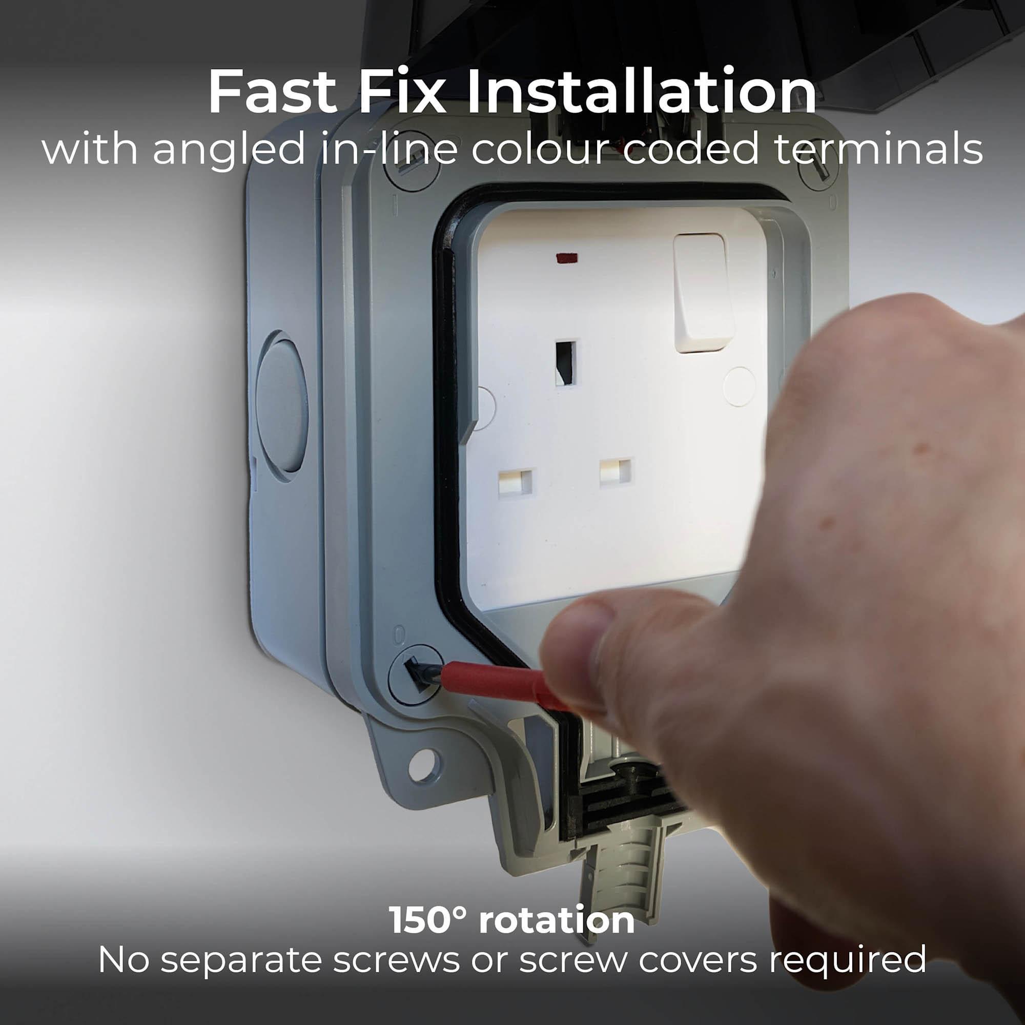 BG Weatherproof 1 Gang Socket IP66 for Mode 2 Charging - 3 Pin