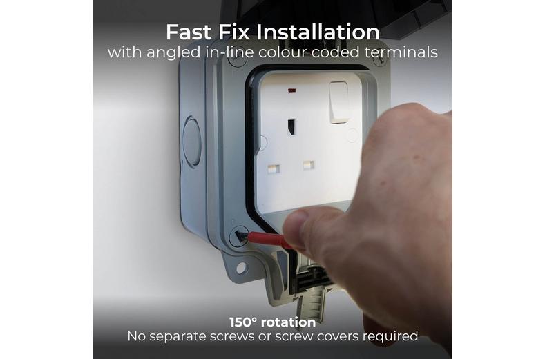 BG Weatherproof 1 Gang Socket IP66 for Mode 2 Charging - 3 Pin BG Weatherproof 1 Gang Socket IP66 for Mode 2 Charging - 3 Pin