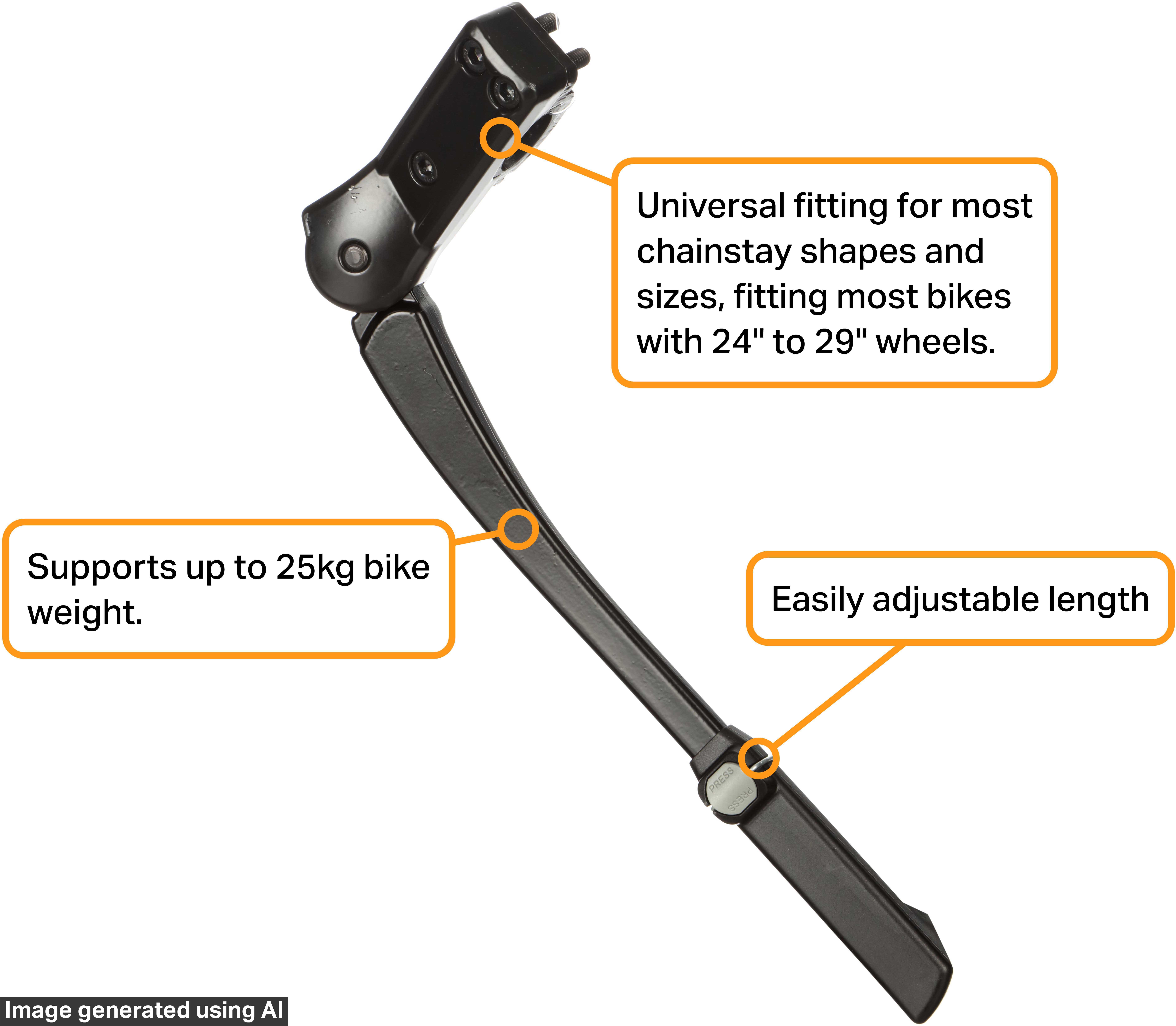Halfords Universal Adjustable Rear Kickstand 24" - 29" Bikes