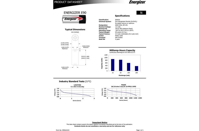 Energizer LR1 Battery Twin Pack Energizer LR1 Battery Twin Pack