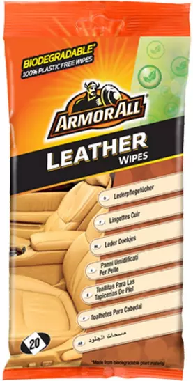 Armor All Leather Wipes, 20pc, 9099401