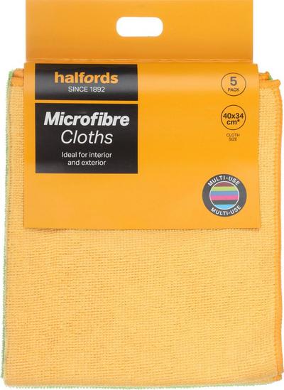 Halfords Microfibre Cloths 5 Pack Halfords Microfibre Cloths 5 Pack