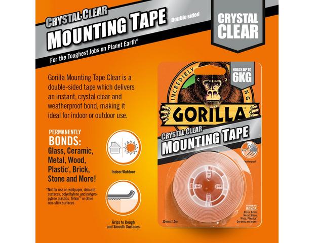 4 Rolls Double Sided Wall Mounting Tape Heavy Duty Clear Removable