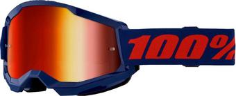100% Strata 2 Goggles - Navy, Red Mirror Lens