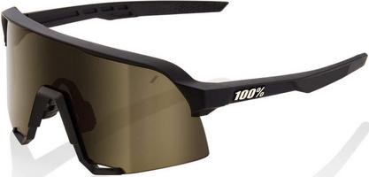 Halfords 100% S3 Sunglasses - Soft Tact Black, Gold Mirror Lens | Extra 8% off for BC Members