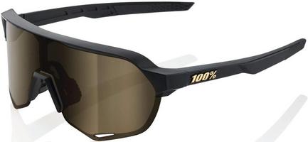 Halfords 100% S2 Sunglasses - Matte Black, Gold Mirror Lens | Extra 8% off for BC Members