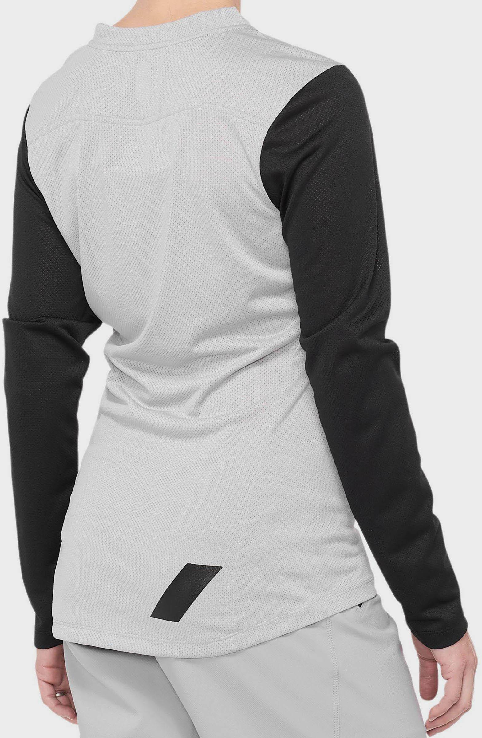 100% RIDECAMP Womens Long Sleeve Jersey Grey/Black - L