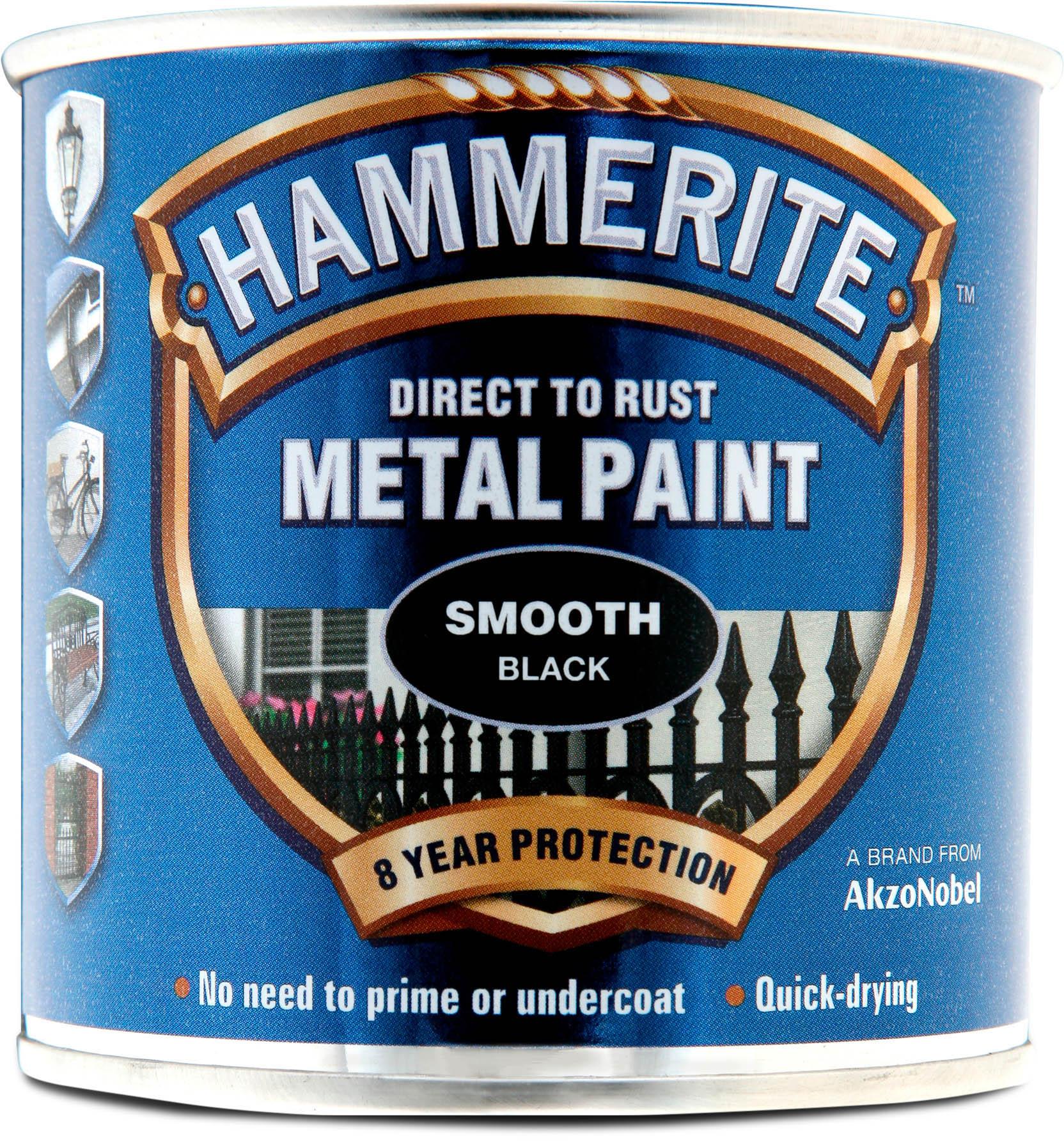 Hammerite Direct to Rust Metal Paint Smooth Black 250ml