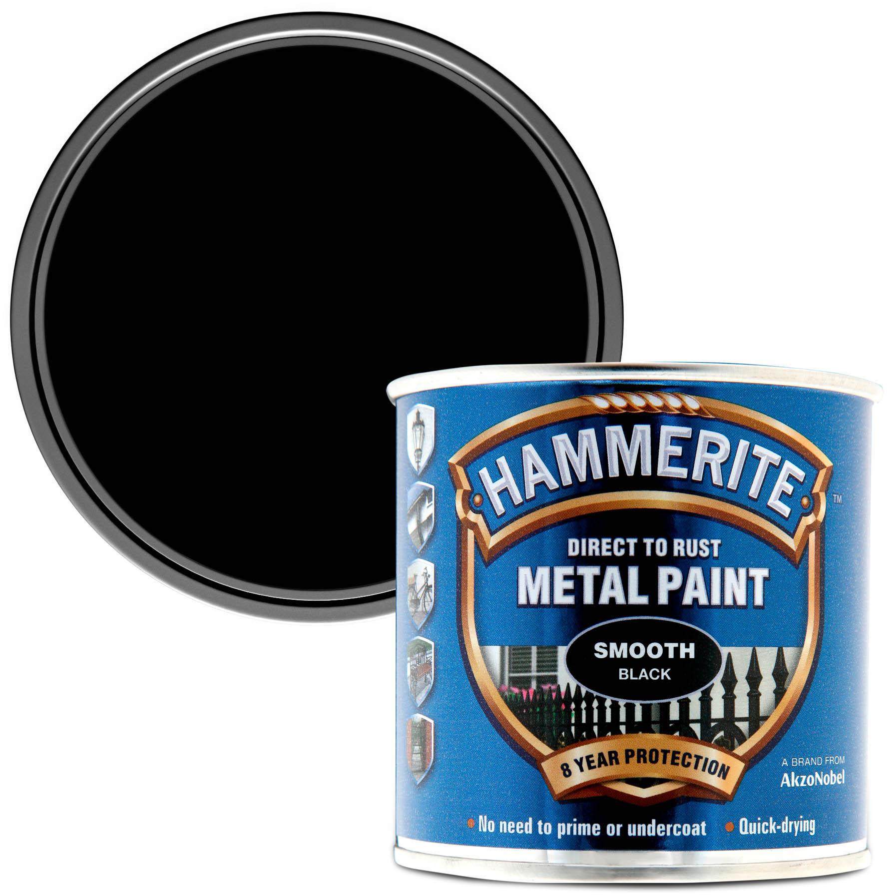 Hammerite Direct to Rust Metal Paint Smooth Black 250ml