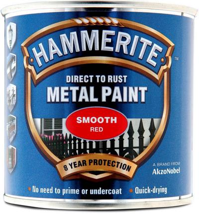 Hammerite Direct to Rust Metal Paint Smooth Red 250ml Hammerite Direct to Rust Metal Paint Smooth Red 250ml