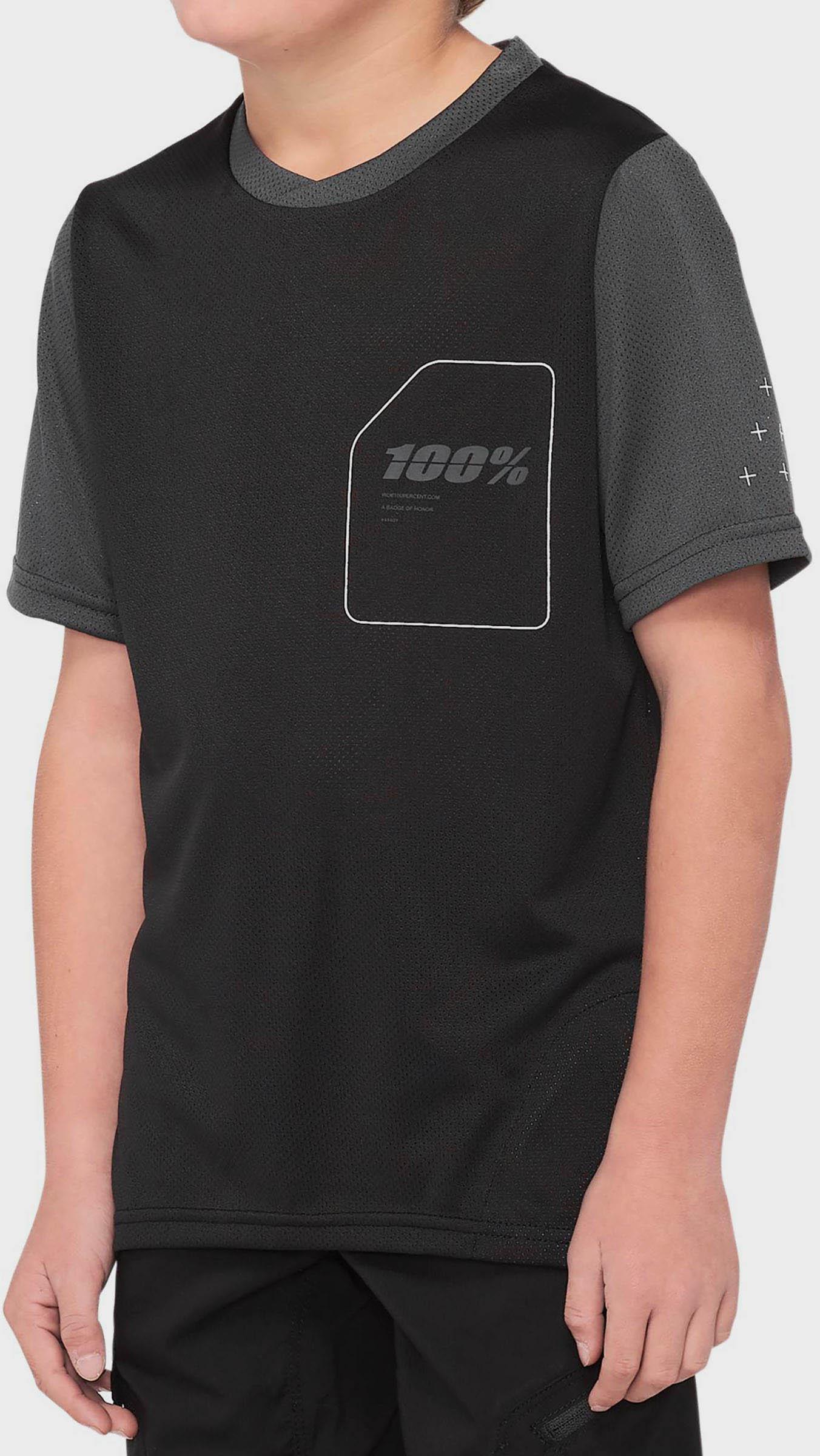 100% RIDECAMP Youth Short Sleeve Jersey Black/Charcoal - M
