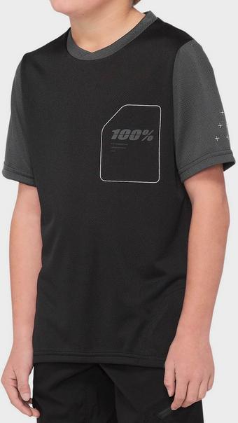 100% RIDECAMP Youth Short Sleeve Jersey Black/Charcoal - M