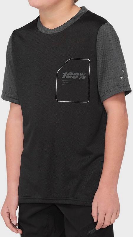 Halfords 100% RIDECAMP Youth Short Sleeve Jersey Black/Charcoal - M | Extra 8% off for BC Members