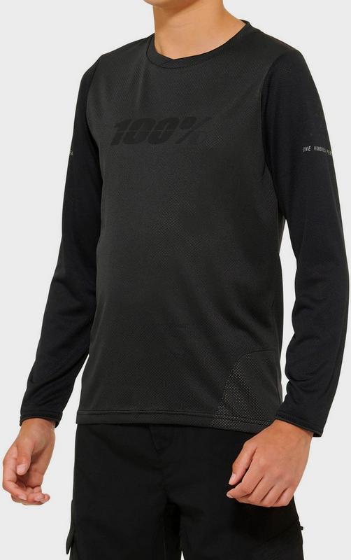 Halfords 100% Ridecamp Youth Long Sleeve Jersey Black/Charcoal - M | Extra 8% off for BC Members
