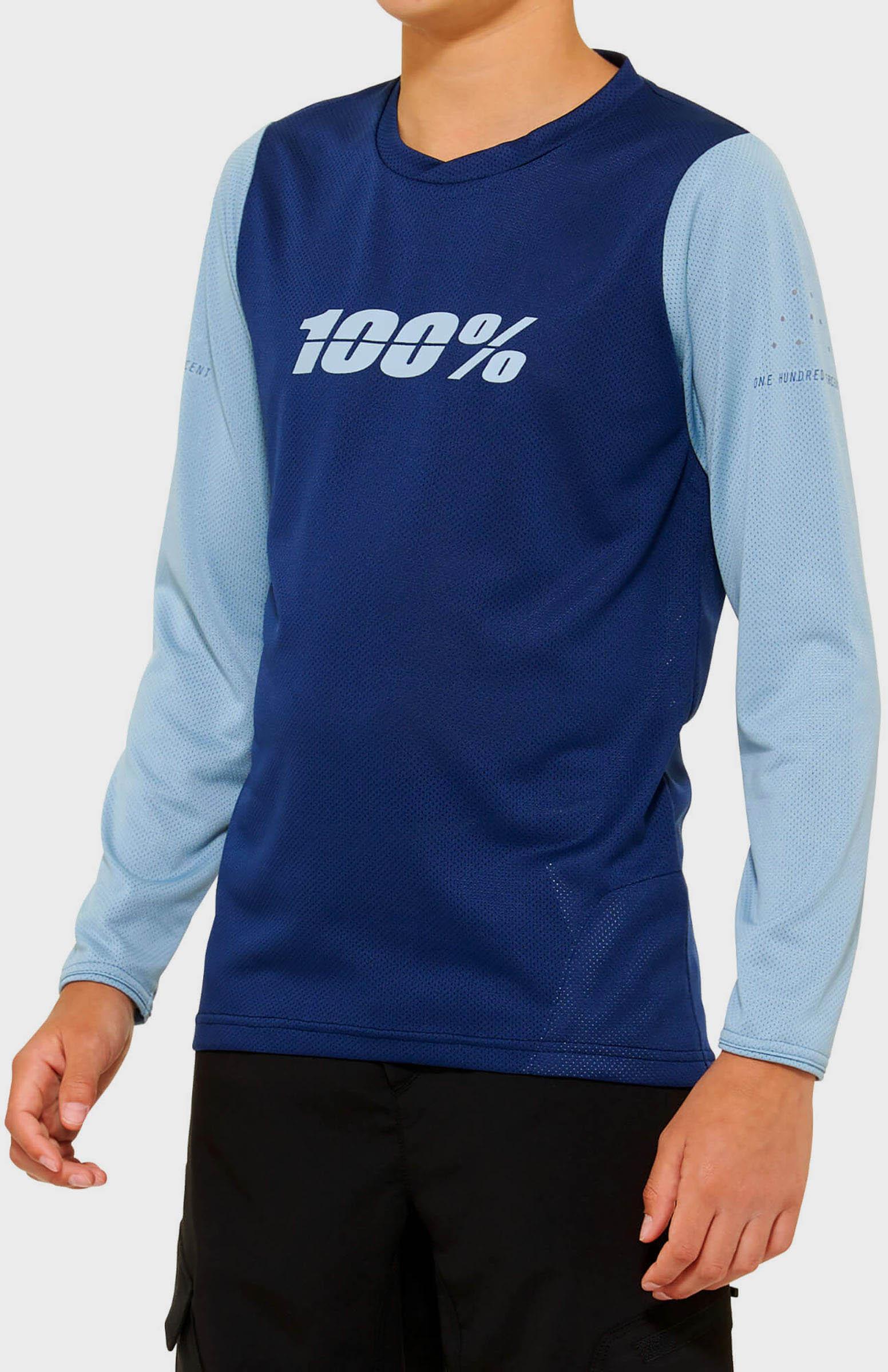 100% RIDECAMP Youth Long Sleeve Jersey Navy/Slate - XL