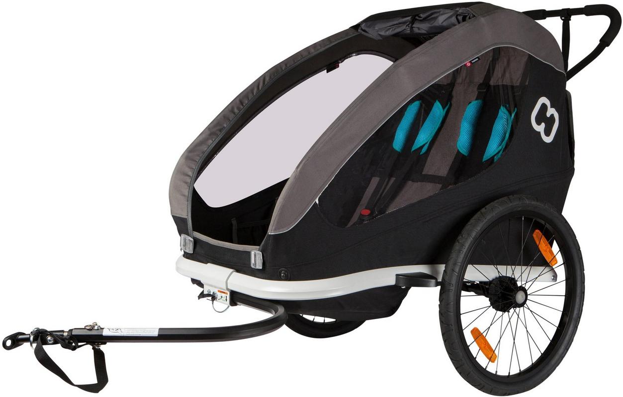 Halfords Hamax Traveller Twin Child Bike Trailer, Black/Grey | Extra 8% off for BC Members