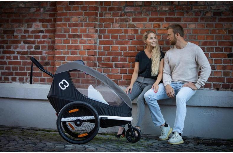 Hamax Traveller Twin Child Bike Trailer, Black/Grey Hamax Traveller Twin Child Bike Trailer, Black/Grey