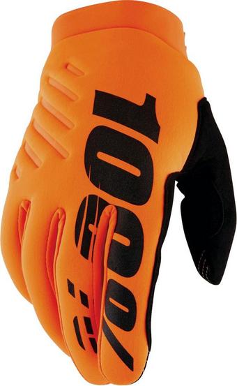 100% BRISKER Youth Gloves Fluo Orange/Black - M
