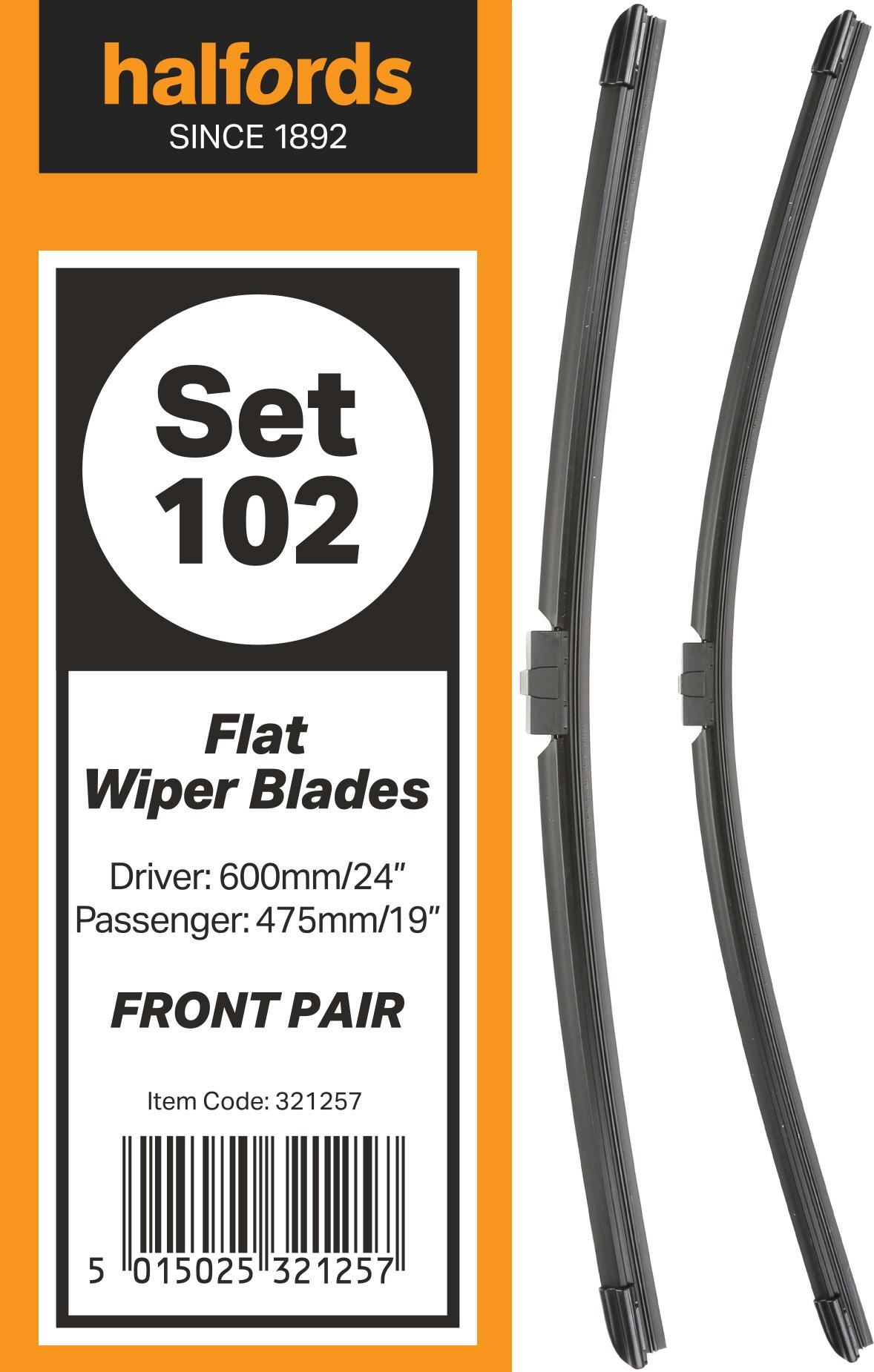 Halfords Set 102 Wiper Blades - Front Pair