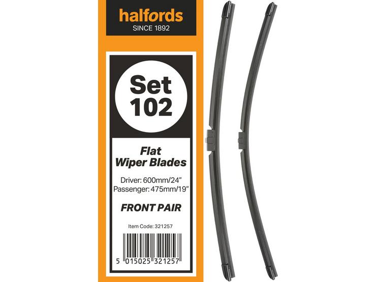 Halfords Set 102 Wiper Blades - Front Pair