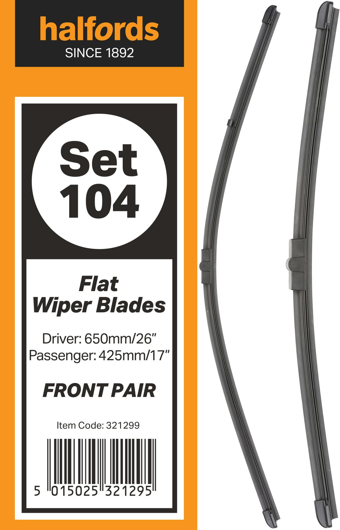 Halfords Set 104 Wiper Blades - Front Pair