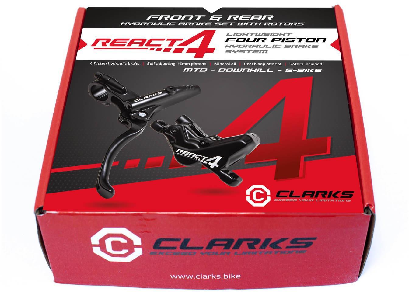 Clarks React 4 Hydraulic Disc Brake Set 4-Piston