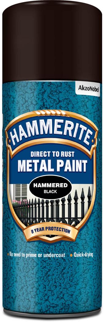 Hammerite Direct to Rust Metal Paint Hammered Black 400ml