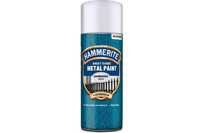 Hammerite Direct to Rust Metal Spray Hammered Silver Grey 400ml Hammerite Direct to Rust Metal Spray Hammered Silver Grey 400ml