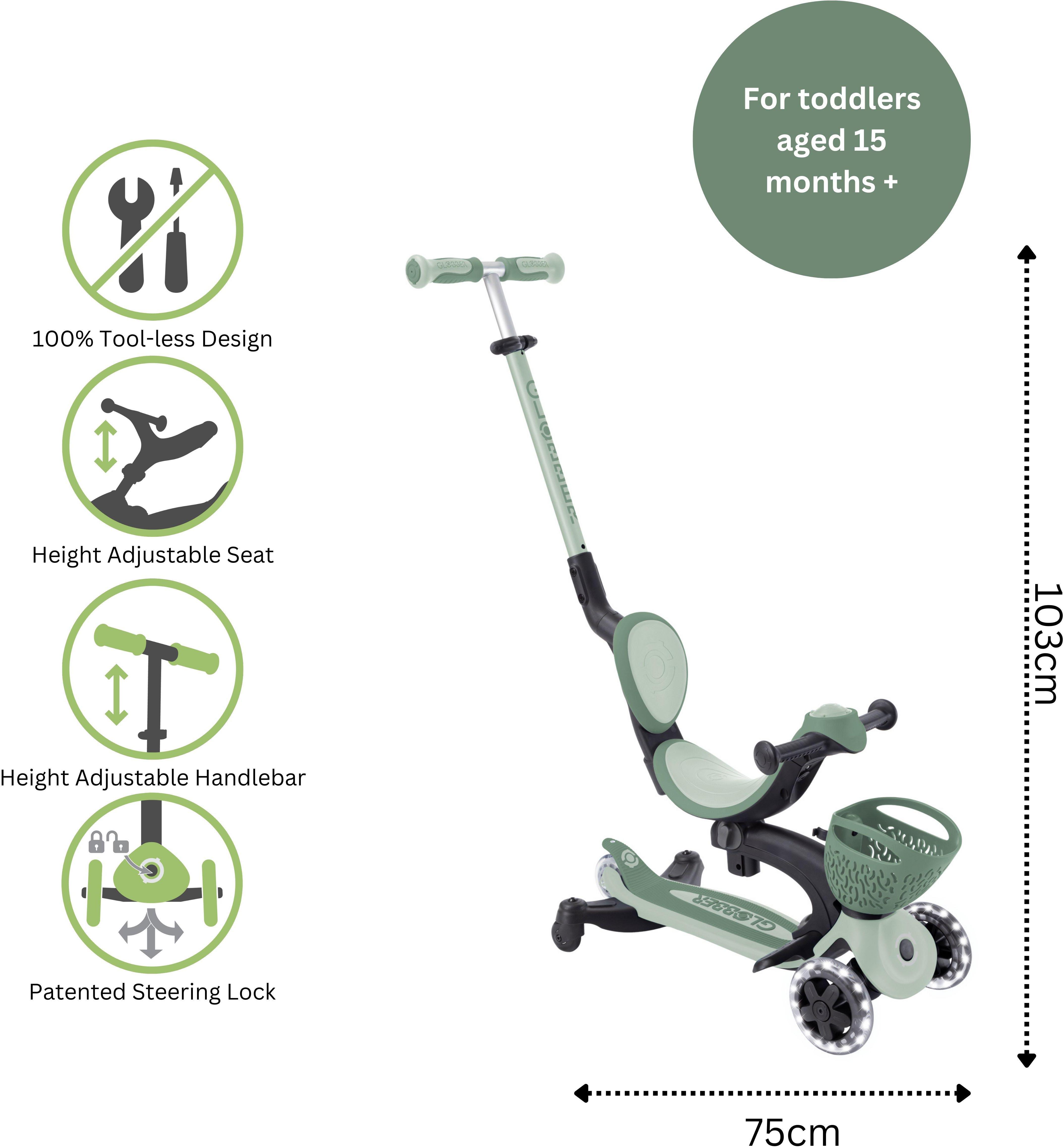 Globber Go Up Foldable Lights Kids Scooter