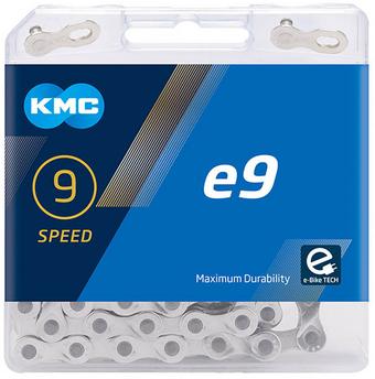 KMC E9 E-Bike 9 Speed Chain, Silver, 122L