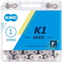 Halfords KMC Kmc K1 Wide Single Speed Chain, Silver/Black, 110L | Extra 8% off for BC Members