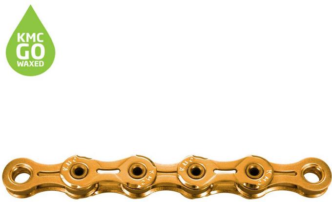 KMC X11SL Waxed 11 Speed Chain, 118L, Ti-N Gold Halfords UK