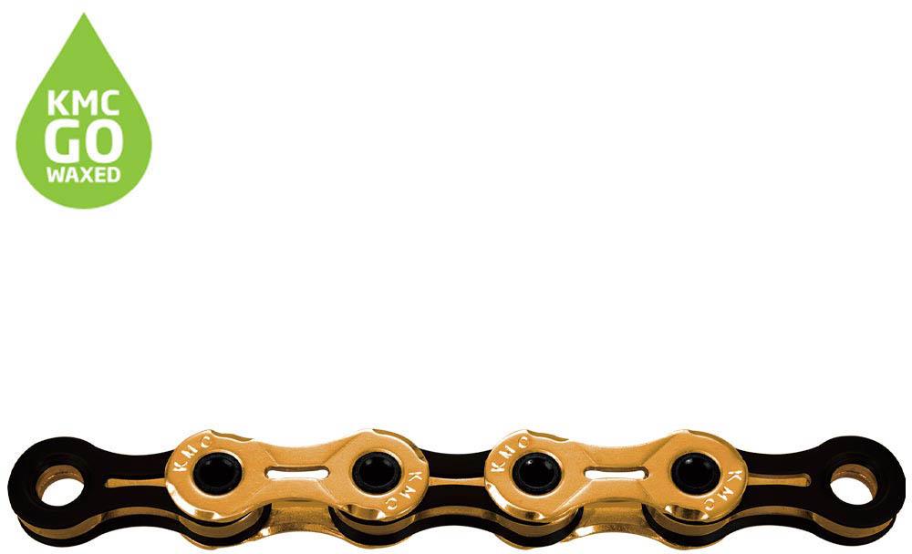 KMC X11SL Waxed 11 Speed Chain, 118L, Ti-N Gold/Black