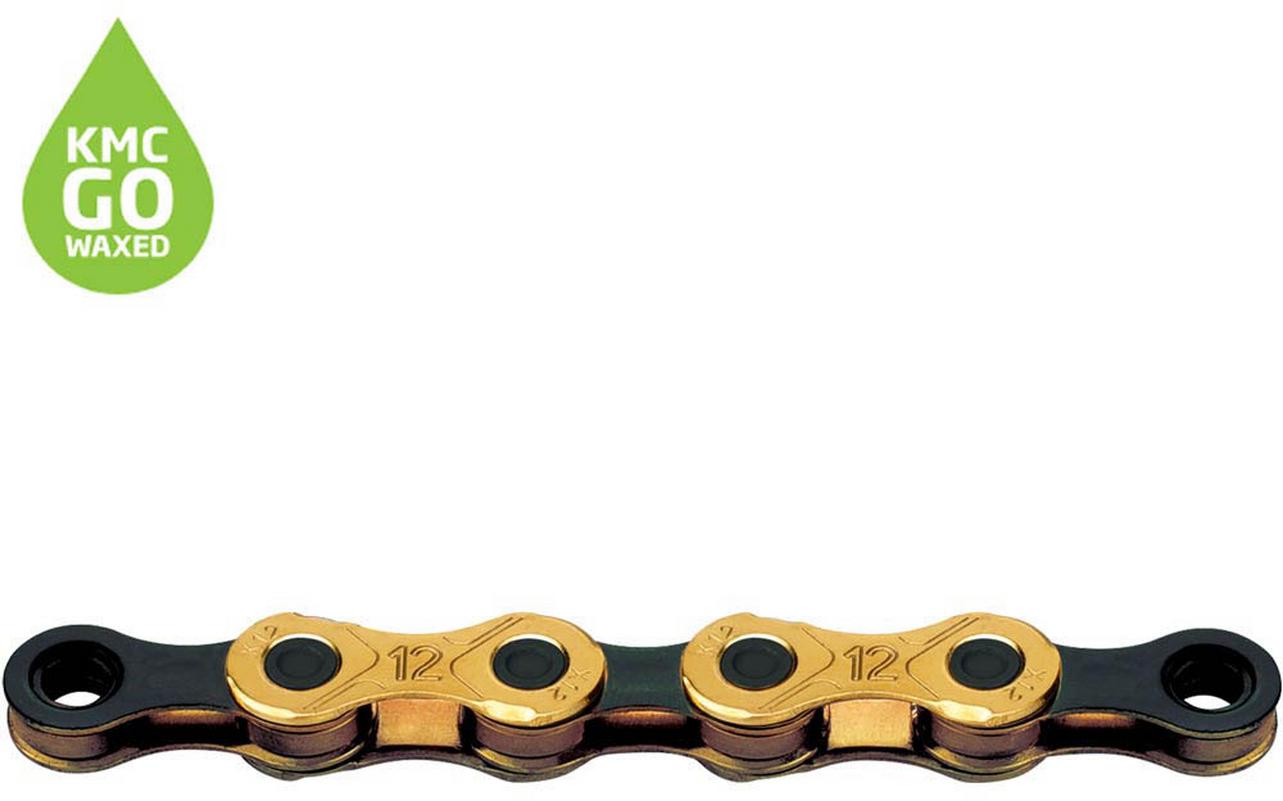 Halfords KMC Kmc X12 Waxed 12 Speed Chain, 126L, Ti-N Gold/Black | Extra 8% off for BC Members