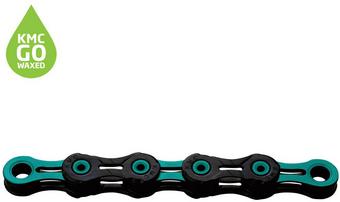 KMC DLC11 Waxed 11 Speed Chain, 118L, Black/Celeste