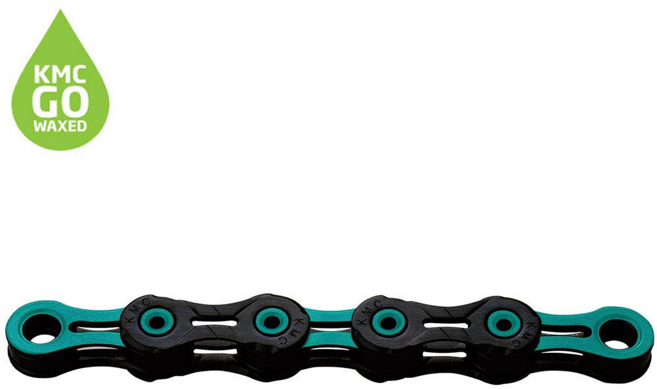 Halfords KMC Kmc Dlc11 Waxed 11 Speed Chain, 118L, Black/Celeste | Extra 8% off for BC Members