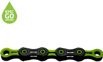 KMC DLC11 Waxed 11 Speed Chain, 118L, Black/Apple Green