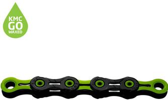 Halfords KMC Kmc Dlc11 Waxed 11 Speed Chain, 118L, Black/Apple Green | Extra 8% off for BC Members